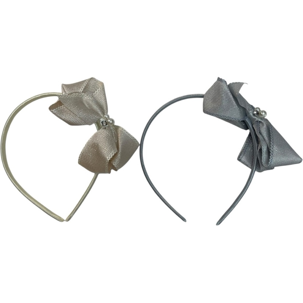 Copper Key Bow Headbands Ivory Gray
